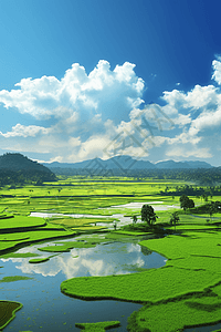 夏季稻田景观图片