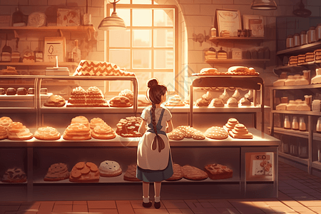 面包店里可爱的卡通人物图片