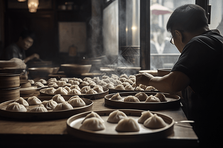 餐厅里的小笼包图片