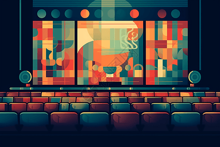 彩色几何设计的电影院屏幕图片