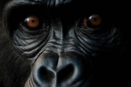 大猩猩眼睛的特写镜头图片