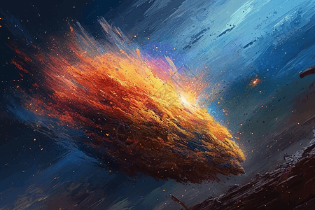 彗星滑落的油画图片