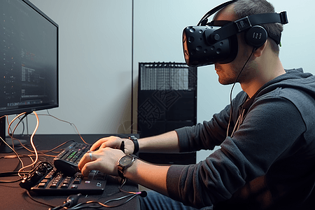 科技交互VR眼镜虚拟现实体验背景