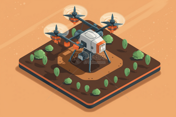 无人机辅助农业生产的插画图片