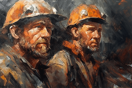 带矿帽的煤矿工人图片