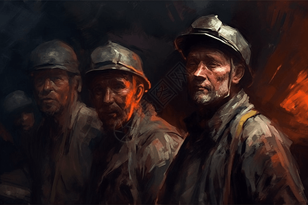 煤矿工人油画图片