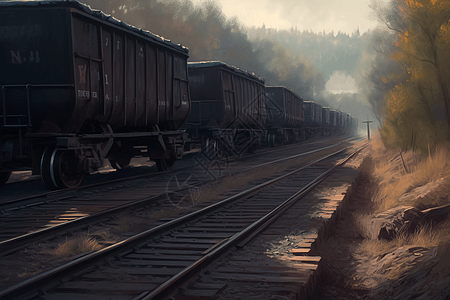 老式火车运输煤炭图片