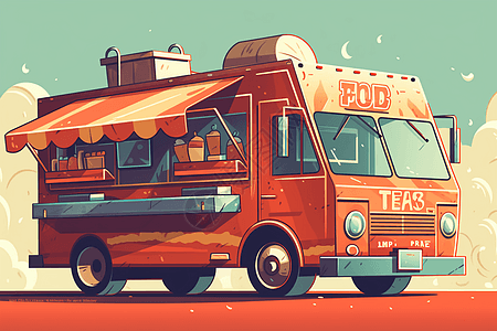 食品车移动式饮品餐车插画