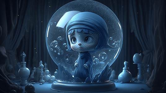 童话水晶球里面的女孩图片