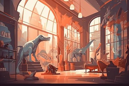 博物馆的恐龙化石图片
