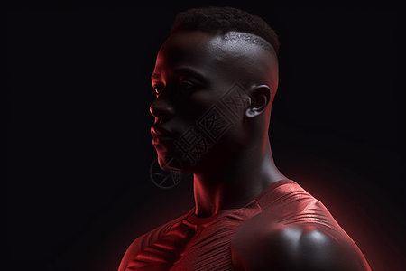阴影强运动员的3D肖像高清图片