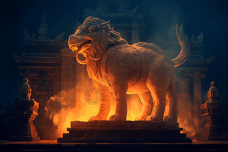 双龙寺神庙中的野兽设计图片