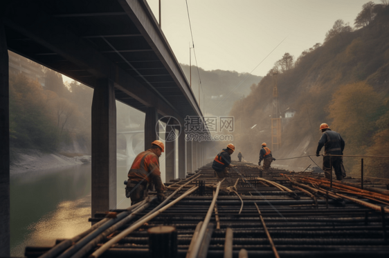 桥梁建筑施工图片