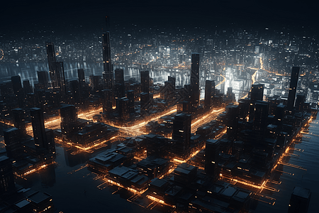 黑夜中的城市图片