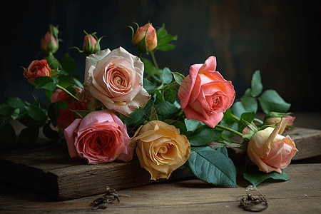 桌面上的玫瑰花卉图片