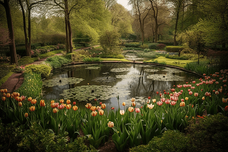 郁金香花园背景图片