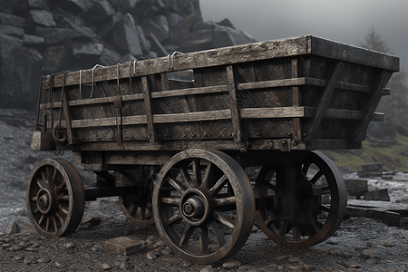 木质煤炭运输车图片