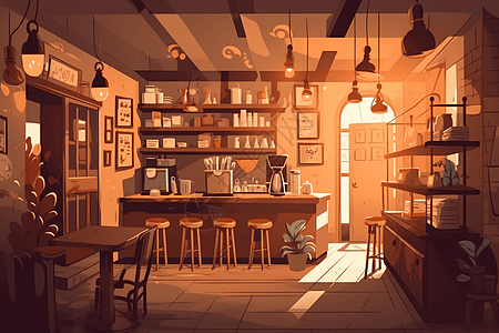 一家舒适的咖啡店图片