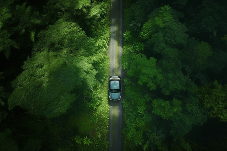 车在公路汽车在树林公路中驶过背景