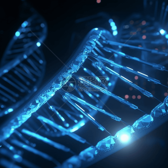 蓝色DNA生物链图片