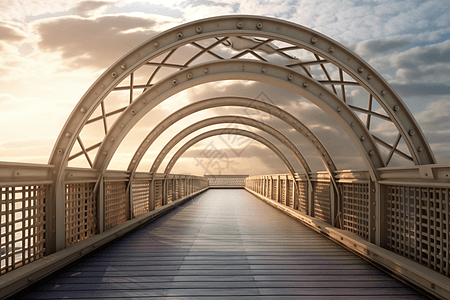 阳光下的拱桥图片