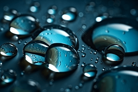 玻璃质感的水滴形状3D背景图片