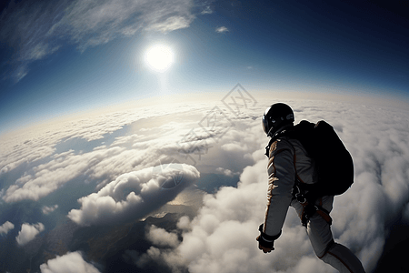 从云中坠落的跳伞运动员图片