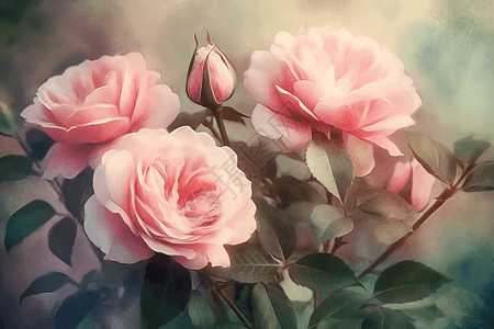 朦胧的粉色玫瑰花图片