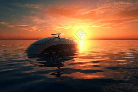 太阳能船在海洋上滑行图片