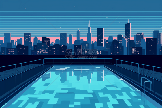 城市的游泳池图片