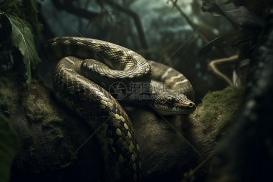 雨林中间的蛇图片