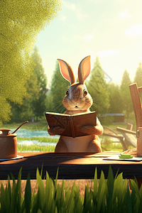兔子的夏季阅读点图片