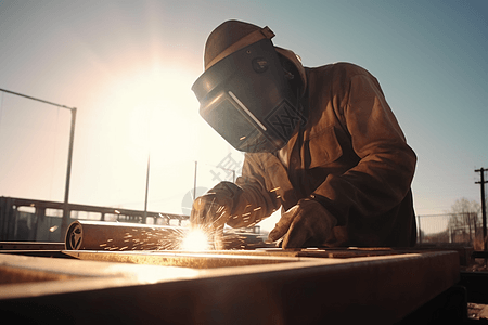 工人正在焊接钢铁高清图片