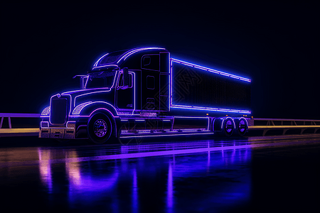 霓虹灯货运大卡车背景图片