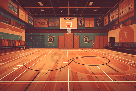 复古的室内篮球场图片