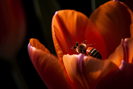 郁金香与蜜蜂图片