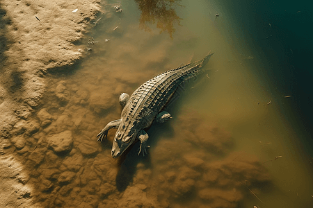 河流里的鳄鱼背景图片