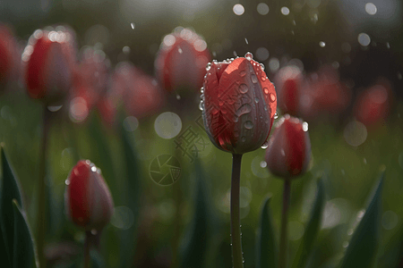 郁金香花的露珠图片