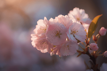 阳光下的花朵春天阳光下的樱花背景