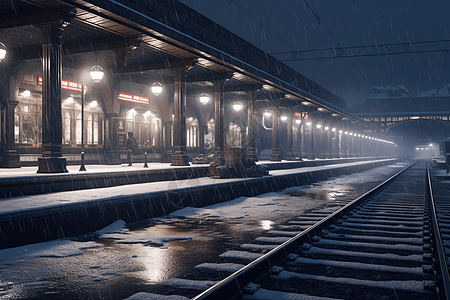 寒冷的火车站图片