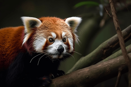 树枝上的小熊猫图片