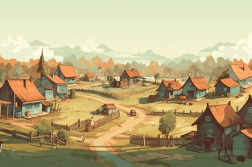 农村的社区全景图片