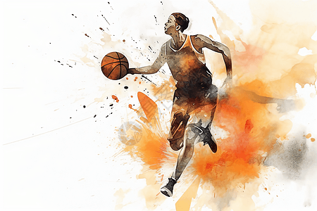 青少年打篮球篮球运动员在奔跑插画