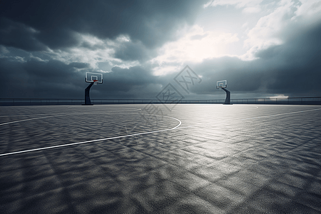 无人的篮球场图片