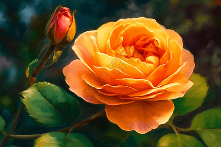 玫瑰花油画花园里美丽的玫瑰花背景