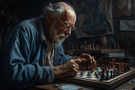 下棋的老人背景图片