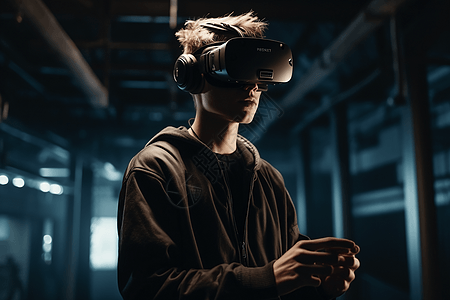 青年使用VR图片