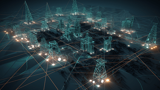 网络线路能源分配网络。插画