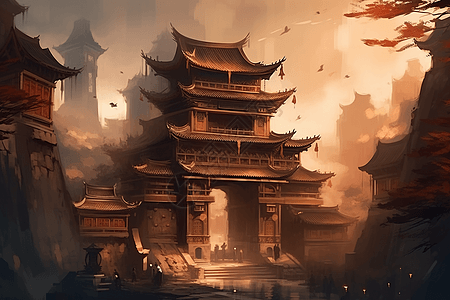 中国的城墙背景图片