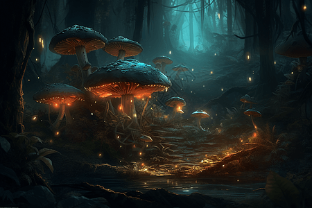 森林与蘑菇图片